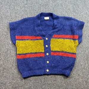 The Campamento Cardigan Vest 9/10y Kids Blue Yellow Red Stripe Knit Portugal